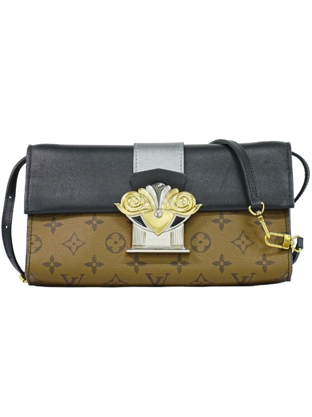 Louis Vuitton LV Pochette Column Monogram Reverse 2-Way Shoulder Bag Clutch
